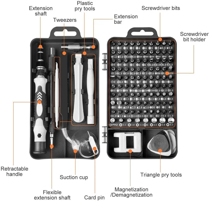 Labor-Saving Ratchet Screwdriver Set, Household Magnetic Toolbox with Torx Bits