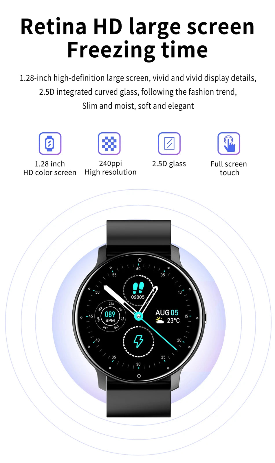 LIGE 2025 Smartwatch for Ladies, Full Touch Screen, Sports Fitness Tracker, IP67 Waterproof, Bluetooth for Android/iOS