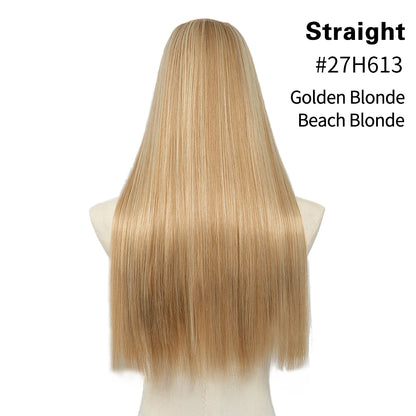 Synthetic U-Part Clip-in Blonde Hair Extensions Long Straight 16"-24"