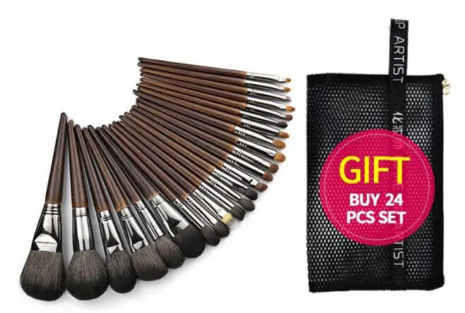 OVW Natural Goat Hair Makeup Brushes Set - Professional Blending & Smudging Kit