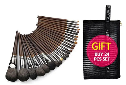 OVW Natural Goat Hair Makeup Brush Set - Professional Blending, Smudging & Shader Kit