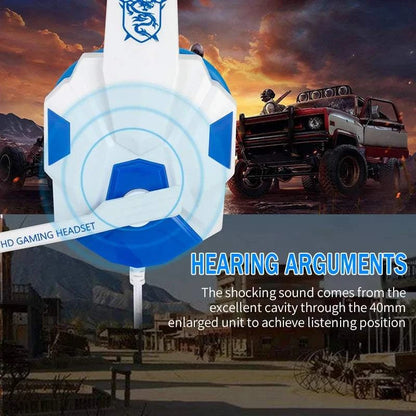 Professional LED Light Wired Gaming Headphones with Microphone, Bass Stereo PC/PS4/PS5/Xbox Gaming Headset
