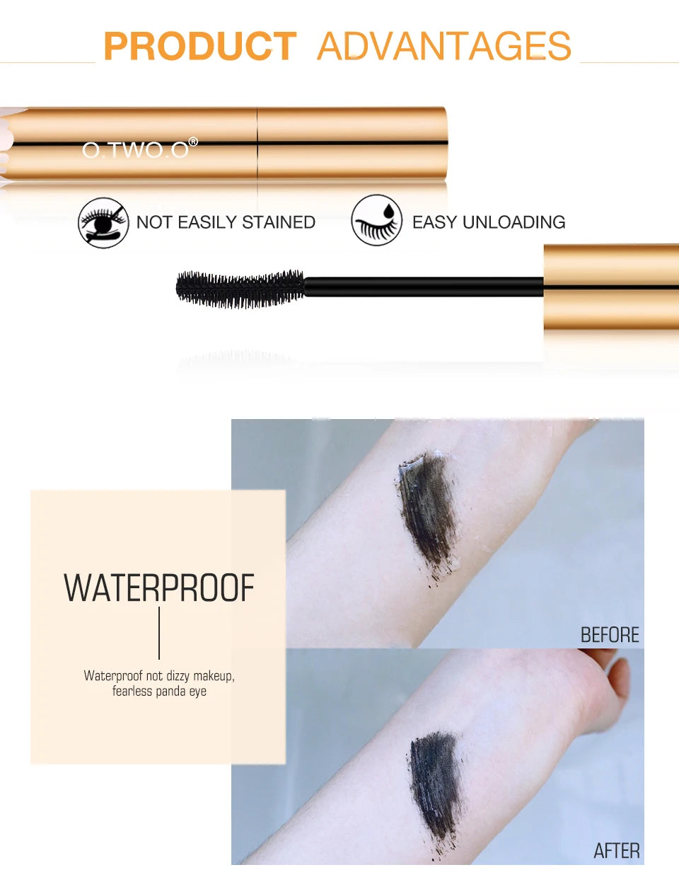 O.TWO.O 3D Lengthening Mascara – Black Lash Extension & Long-Wearing Beauty Makeup