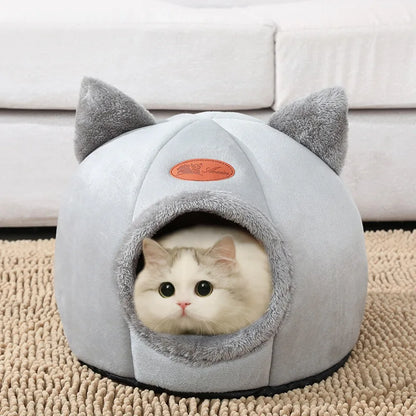 Cozy Winter Cat Bed & Small Dog House – Deep Sleep Comfort Basket Tent for Pets