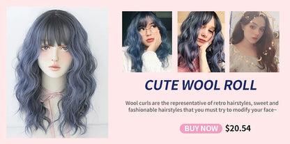 7JHH Popular Brown Ash Long Deep Wave Wig with Bangs for Women