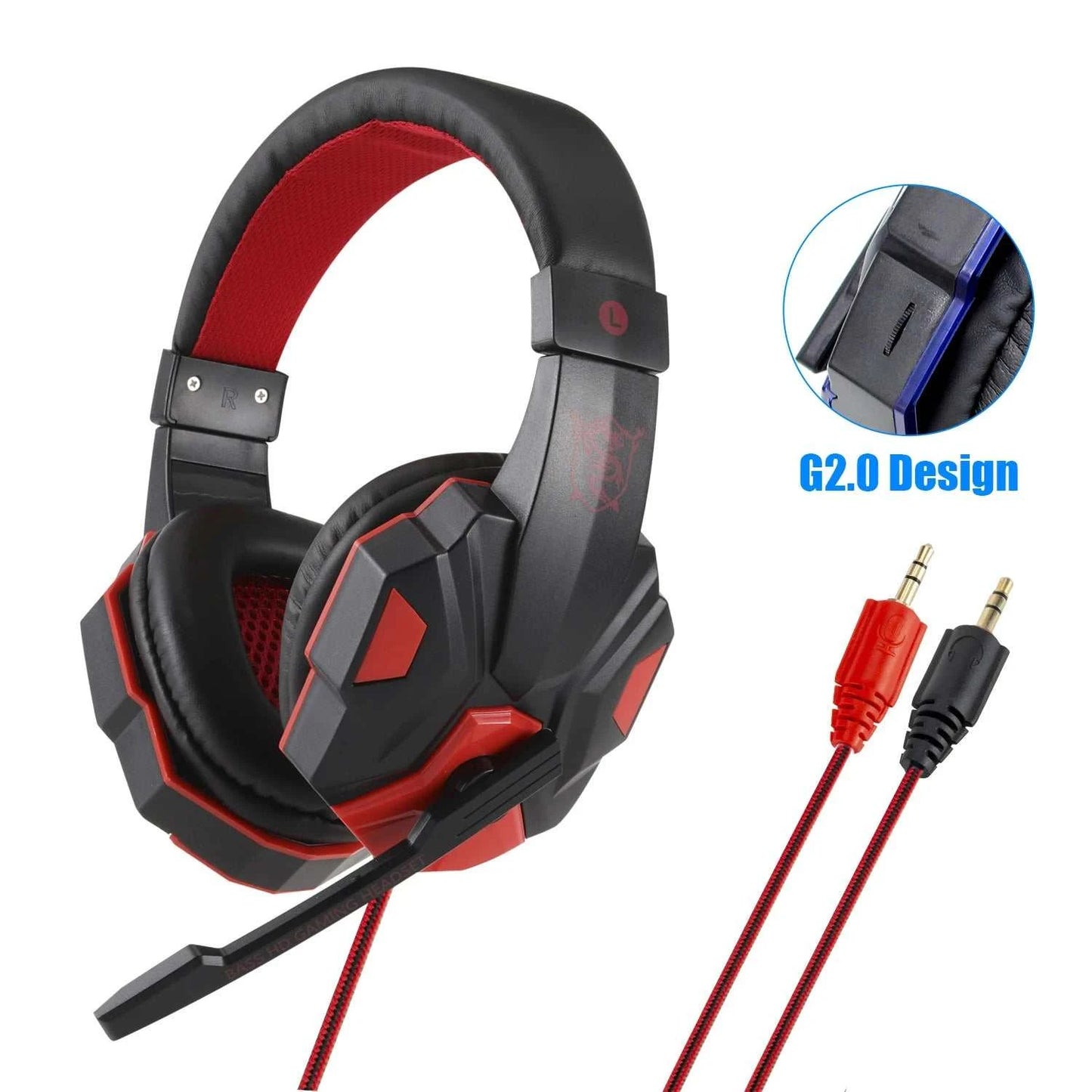 Professional LED Light Wired Gaming Headphones with Microphone, Bass Stereo PC/PS4/PS5/Xbox Gaming Headset