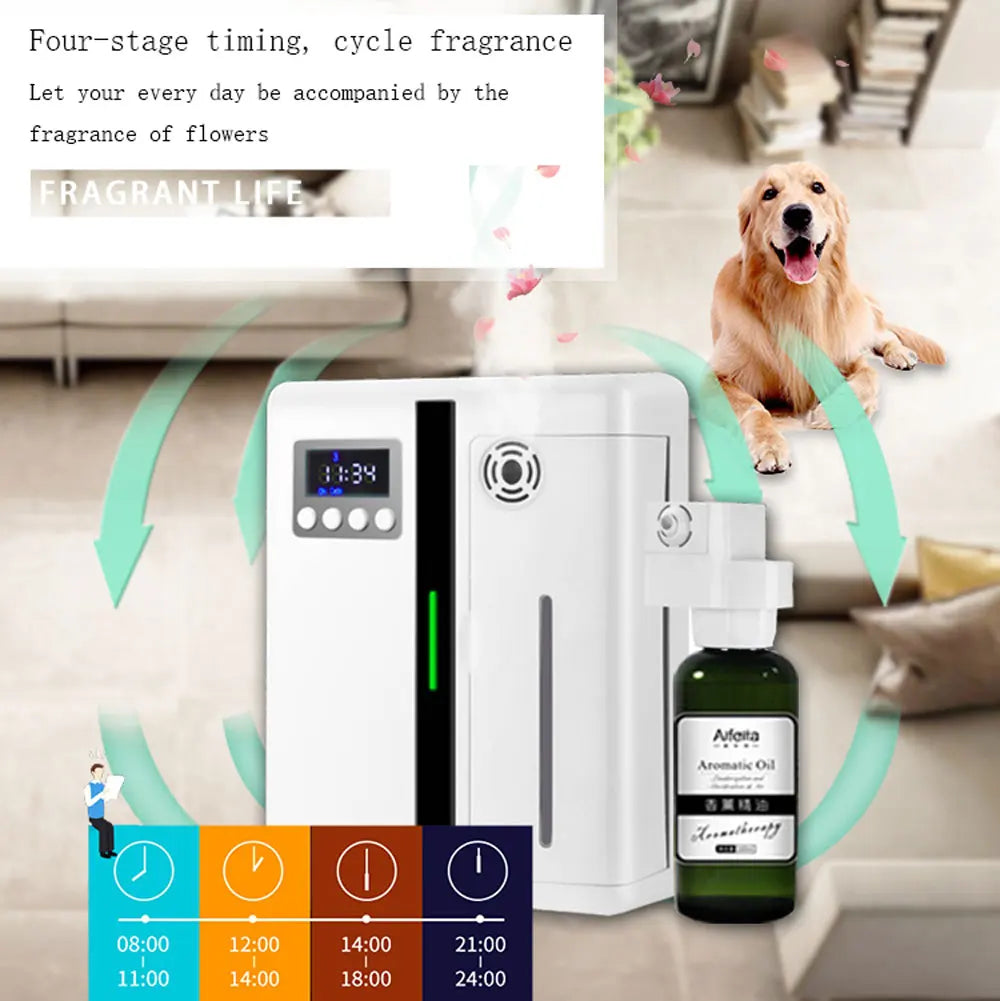 Wall Mounted Room Fragrance Diffuser - Bluetooth Air Freshener with Built-in Fan for Home and Hotel