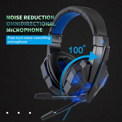 Professional LED Light Wired Gaming Headphones with Microphone, Bass Stereo PC/PS4/PS5/Xbox Gaming Headset