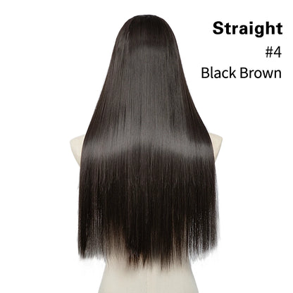 Synthetic U-Part Clip-in Blonde Hair Extensions Long Straight 16"-24"