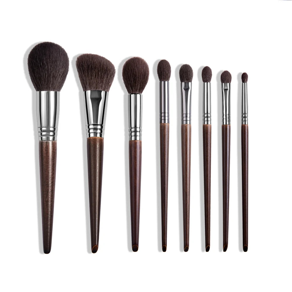 OVW Natural Goat Hair Makeup Brush Set - Professional Blending, Smudging & Shader Kit