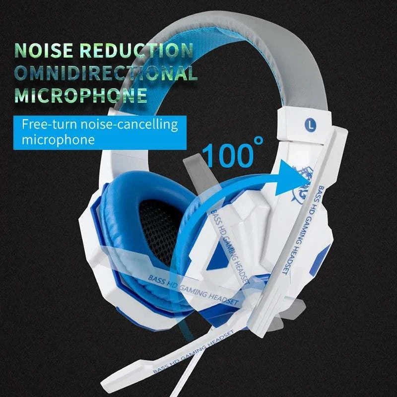Professional LED Light Wired Gaming Headphones with Microphone, Bass Stereo PC/PS4/PS5/Xbox Gaming Headset