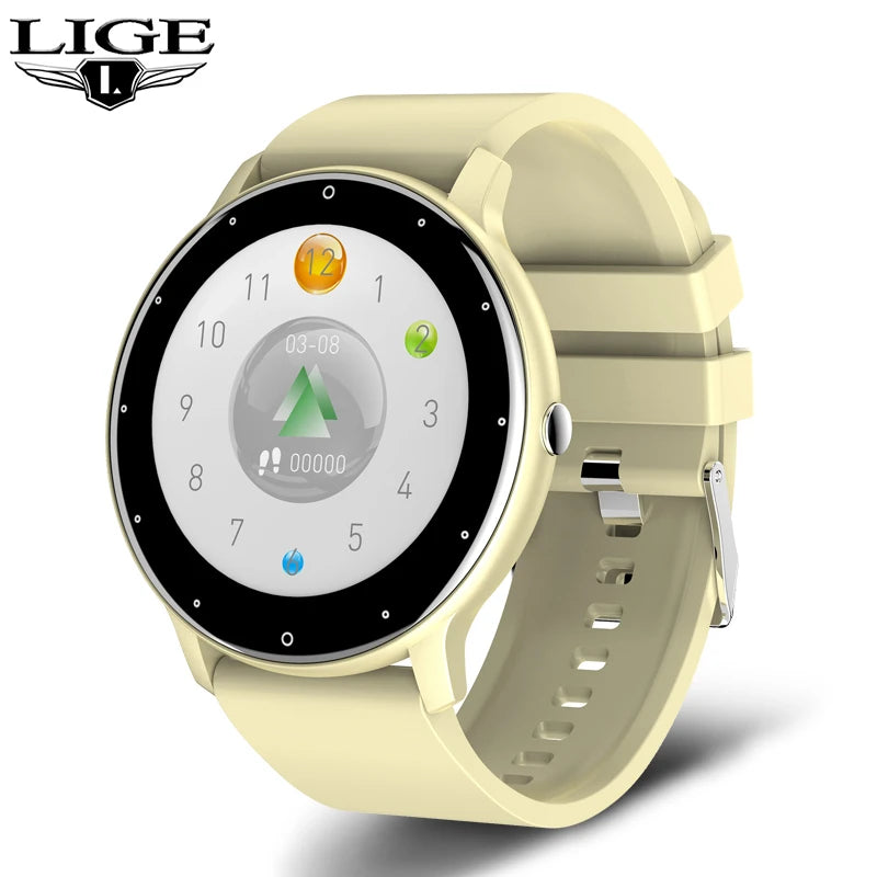 LIGE 2025 Smartwatch for Ladies, Full Touch Screen, Sports Fitness Tracker, IP67 Waterproof, Bluetooth for Android/iOS