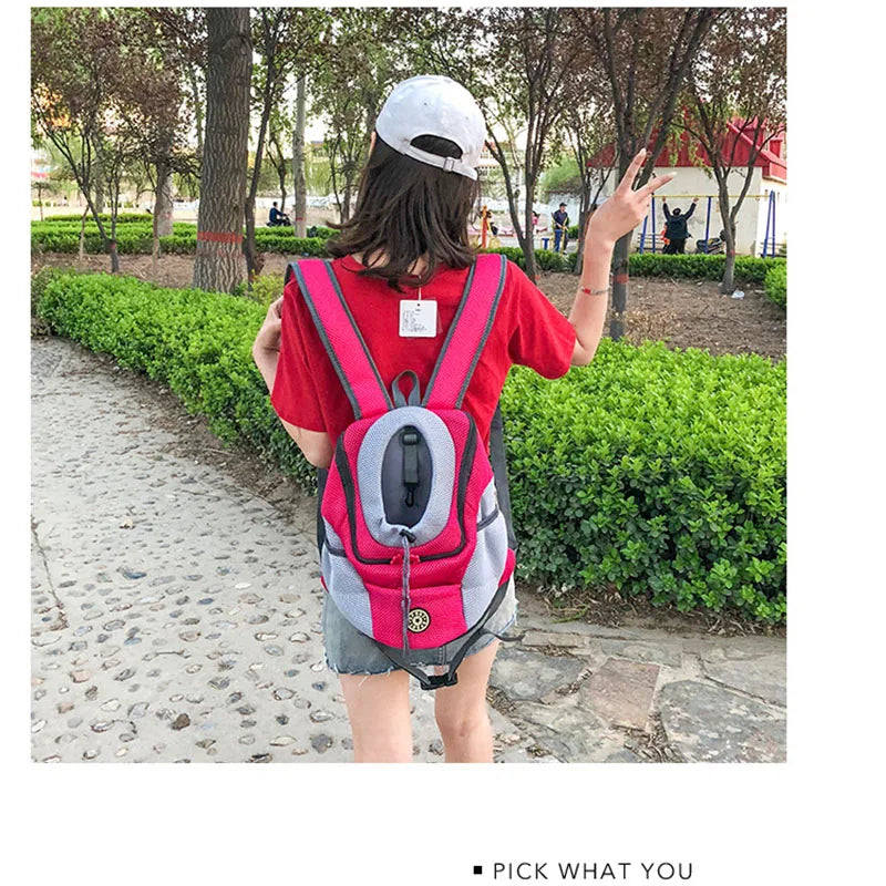 Portable Pet Dog Carrier Backpack – Front & Shoulder Mesh Travel Bag for Cats & Small Dogs