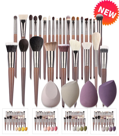 OVW Natural Goat Hair Makeup Brushes Set - Professional Blending & Smudging Kit