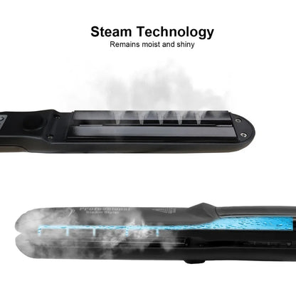 Steam Hair Straightener Professional Ceramic Vapor Flat Iron 450℉ with Argan Oil Treatment Hair Care Tool