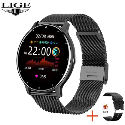 LIGE 2025 Smartwatch for Ladies, Full Touch Screen, Sports Fitness Tracker, IP67 Waterproof, Bluetooth for Android/iOS