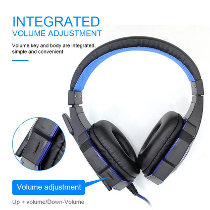 Professional LED Light Wired Gaming Headphones with Microphone, Bass Stereo PC/PS4/PS5/Xbox Gaming Headset