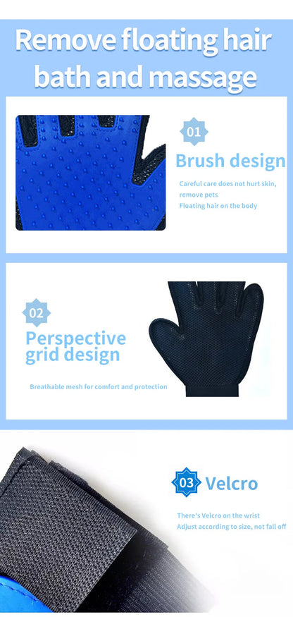 Cat Hair Removal Gloves Rubber Pet Grooming Massage Brush Effective for Dogs & Cats 6 Colors
