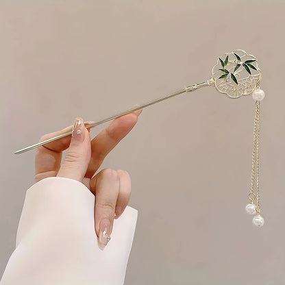 Elegant Chinese Style Hair Clip with Tassel Traditional Floral Design Hairpin & Hair Needle for Women