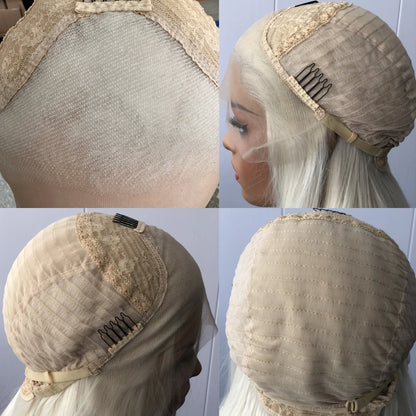Glueless Straight Blonde Lace Front Synthetic Wig for Women
