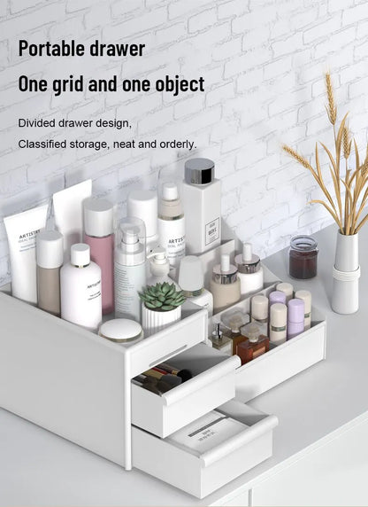1PC White Makeup Storage Box - Plastic Drawer Organizer for Cosmetics & Skin Care