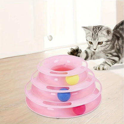 3-Layer Interactive Cat Toy Tower with Colorful Balls – Mental & Physical Exerciser for Cats