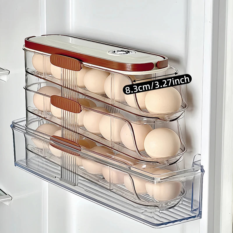 1PCS Automatic Rolling Egg Storage Box, Egg Holder Rack & Organizer for Refrigerator