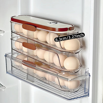 1PCS Automatic Rolling Egg Storage Box, Egg Holder Rack & Organizer for Refrigerator