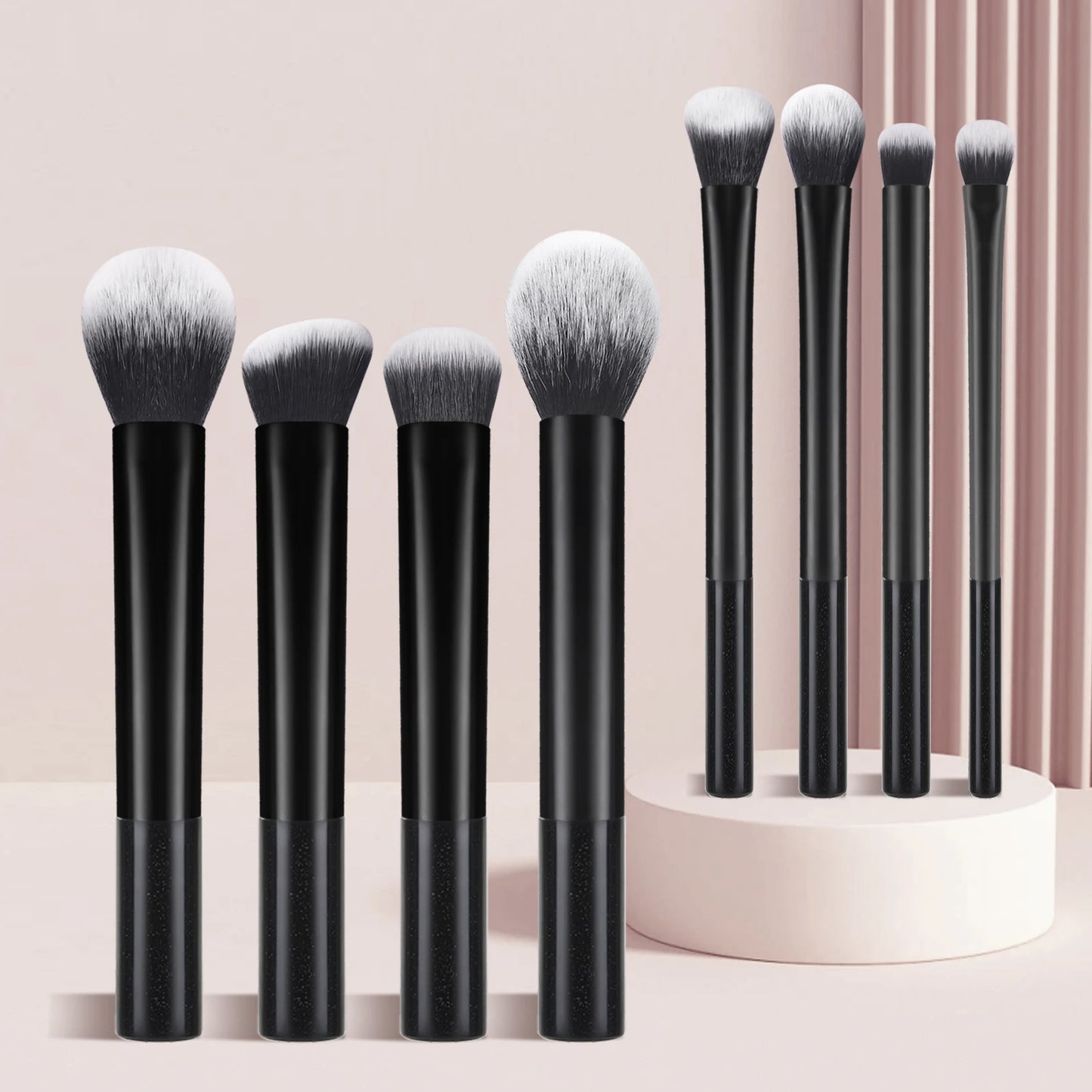 8pcs Portable Makeup Brush Set – Multifunctional Plastic Brushes for Daily Use