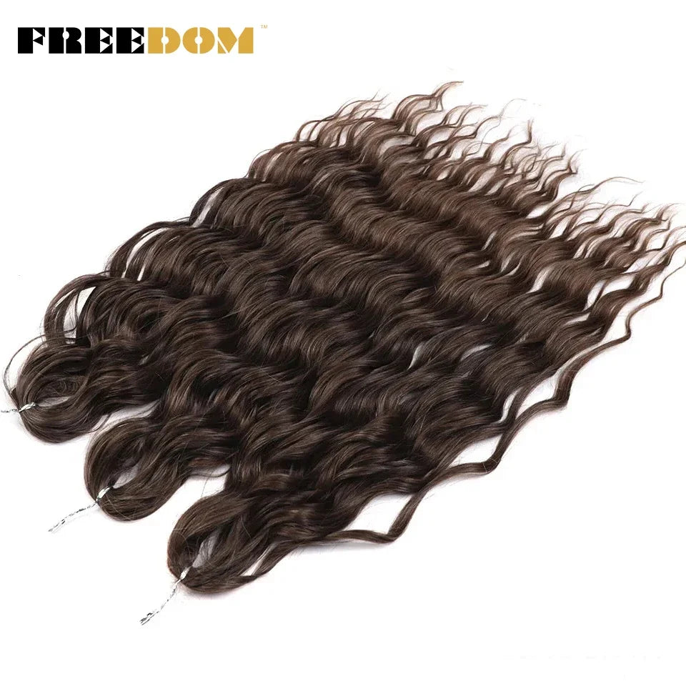 FREEDOM Synthetic Braiding Hair Extensions - 24" Deep Wavy Curly Ombre Rainbow Twist Crochet Hair