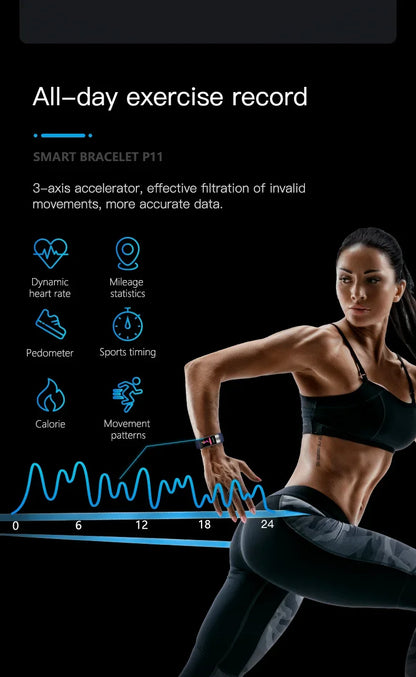 P11 Plus Smart Bracelet, EKG Smartwatch, Waterproof Activity Tracker, Heart Rate Monitor, Fitness Band for Men