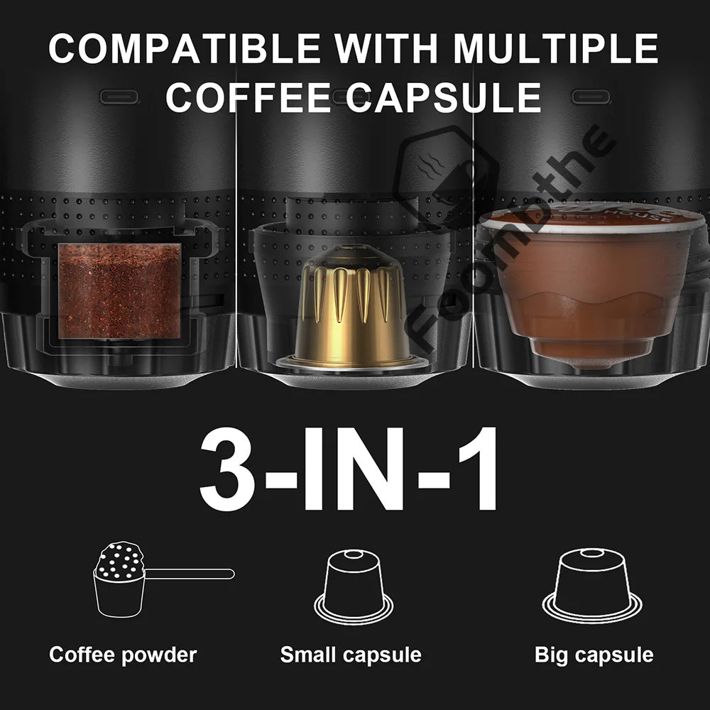 Wireless Portable Espresso Coffee Machine - 3-in-1 Travel Maker for Car, Home & Camping