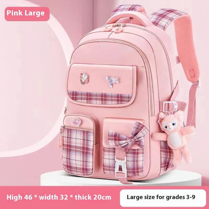 Yuguigou Kulomi Large Capacity Backpack for Elementary Girls - Spine Protection Design