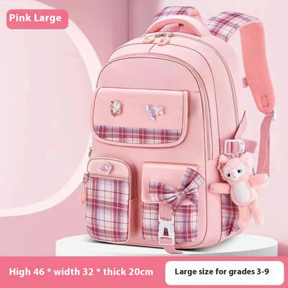 Yuguigou Kulomi Large Capacity Backpack for Elementary Girls - Spine Protection Design