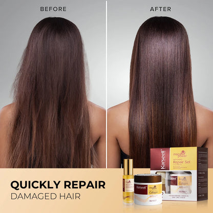 Karseell Collagen Hair Treatment & Argan Oil Hair Serum - Deep Repair Mask (500ml) & Serum (50ml) for Dry, Damaged Hair