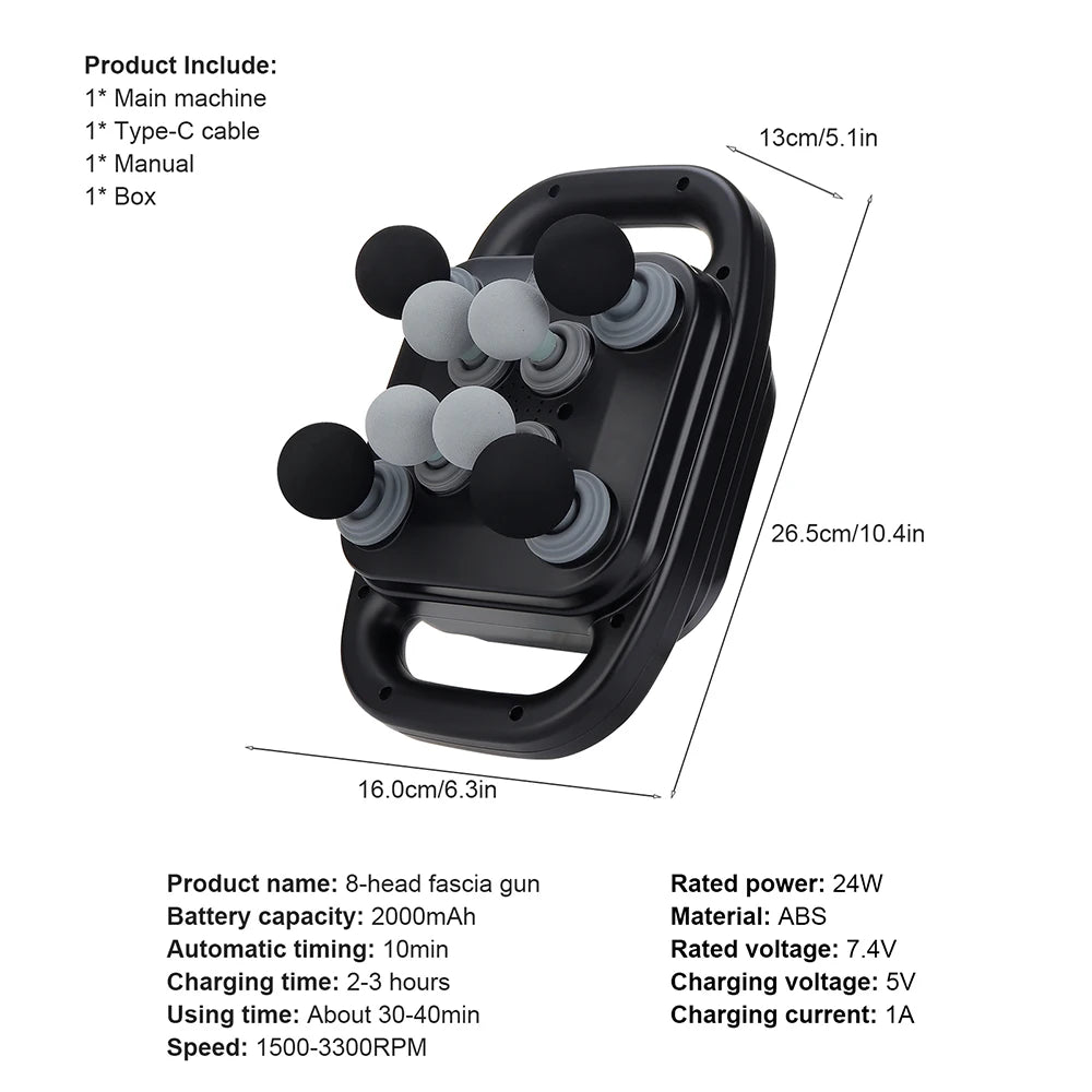42-Head Fascia Gun High-Frequency Vibration Body Massager for Neck, Back & Waist Relief