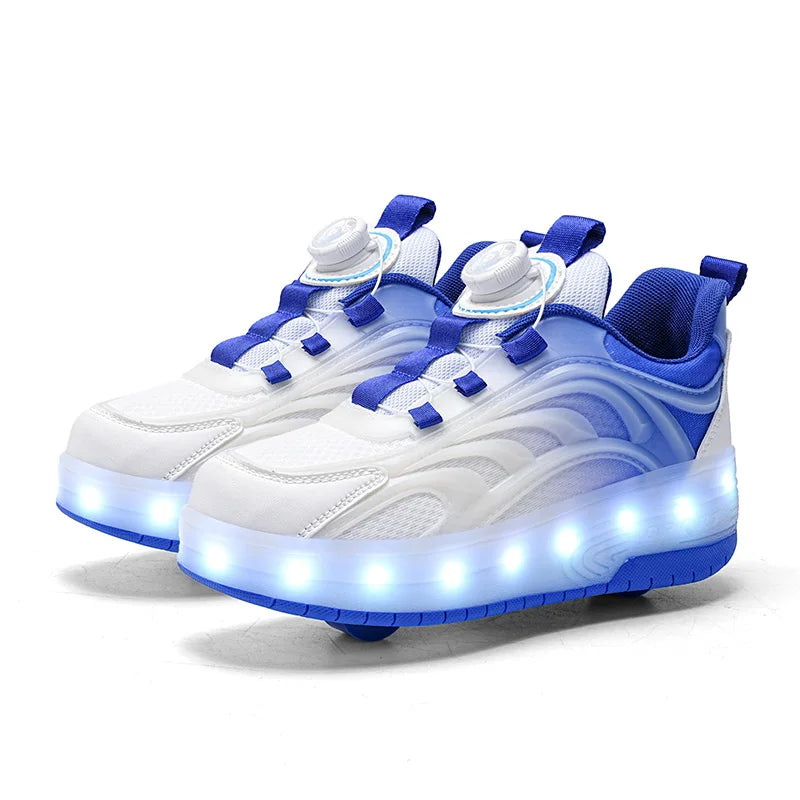 Children's LED Light Roller Skate Shoes for Kids Boys & Girls, USB Charging Luminous Sneakers