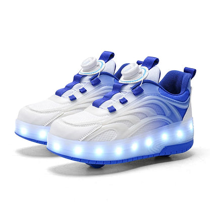 Children's LED Light Roller Skate Shoes for Kids Boys & Girls, USB Charging Luminous Sneakers