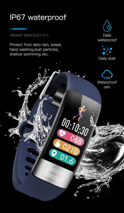 P11 Plus Smart Bracelet, EKG Smartwatch, Waterproof Activity Tracker, Heart Rate Monitor, Fitness Band for Men