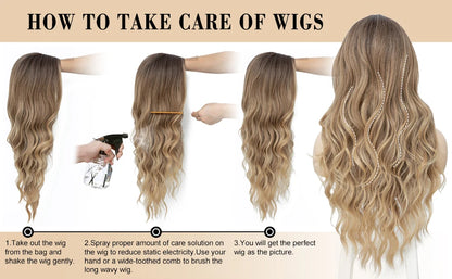 Synthetic Long Lace Ombre Blonde Wavy Wig 26 Inch for Women