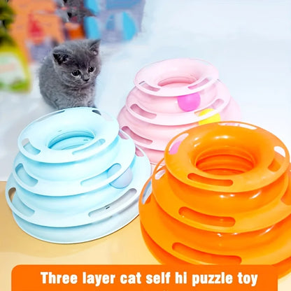 3-Layer Interactive Cat Toy Tower with Colorful Balls – Mental & Physical Exerciser for Cats