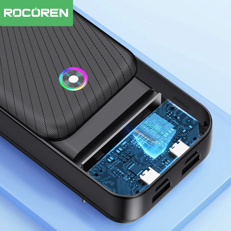 Rocoren 22.5W 20000mAh Power Bank, QC PD 3.0 35W Fast Charge Portable External Battery for iPhone 16, Xiaomi
