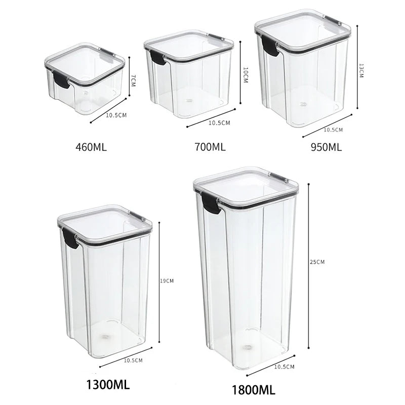 Sealed Plastic Storage Jars Set, Moisture-Proof Grain & Seasoning Organizer for Kitchen