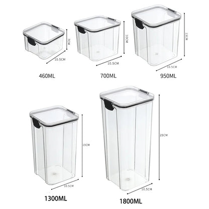 Sealed Plastic Storage Jars Set, Moisture-Proof Grain & Seasoning Organizer for Kitchen