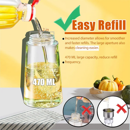 16oz/470ML Glass Oil Dispenser with Automatic Flip Lid
