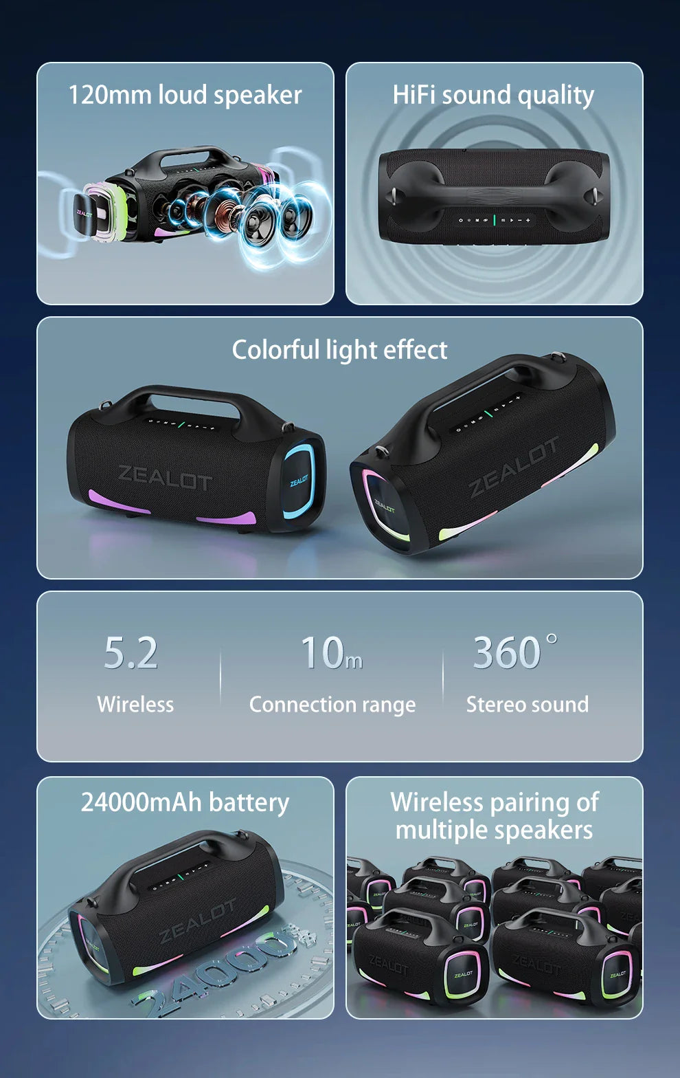 Zealot S79 100W Wireless Outdoor Speaker