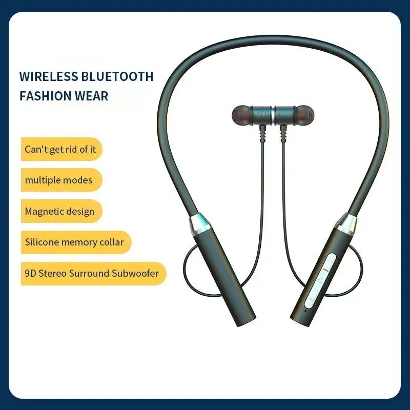 Neck Mounted Bluetooth Earphones - Wireless, Ultra Long Standby, Sweatproof for Games, Sports, and Running (Android & iOS)