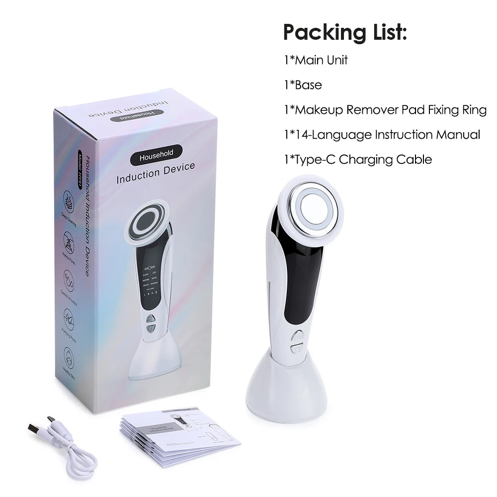EMS Facial Massager - LED Light Therapy & Sonic Ion Vibration for Skin Tightening & Anti-Wrinkle