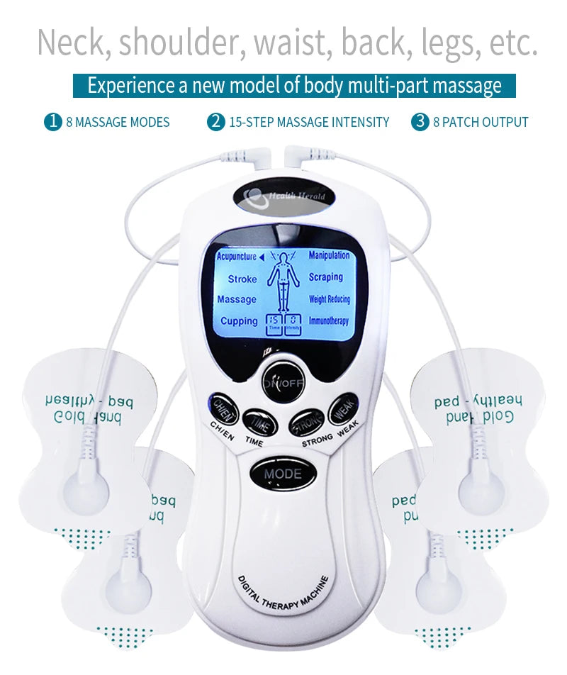 Electric Dual Output TENS Massage Machine - EMS Muscle Stimulator & Full Body Pulse Acupuncture Massager