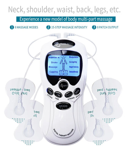 Electric Dual Output TENS Massage Machine - EMS Muscle Stimulator & Full Body Pulse Acupuncture Massager